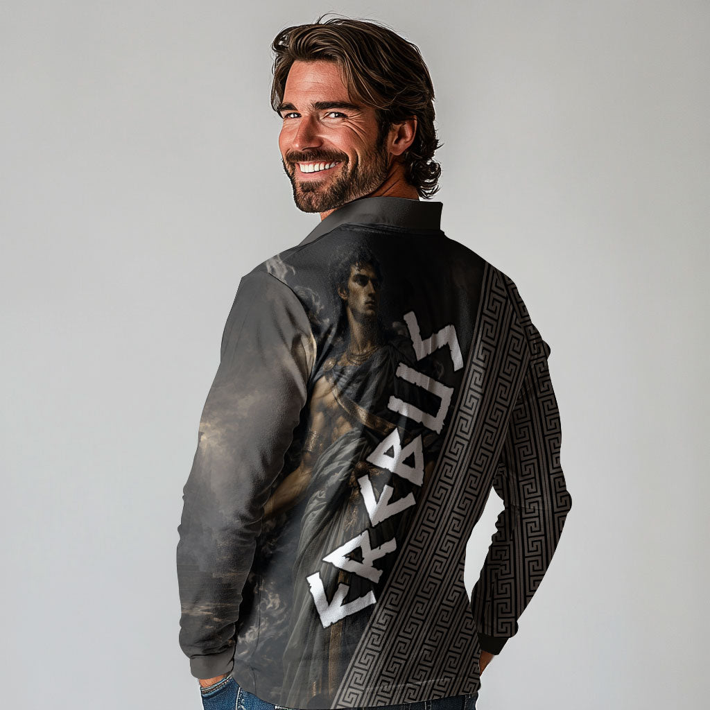 Erebus Greek Mythology Long Sleeve Polo Shirt Ancient Greek God Of Darkness Fantasy Art