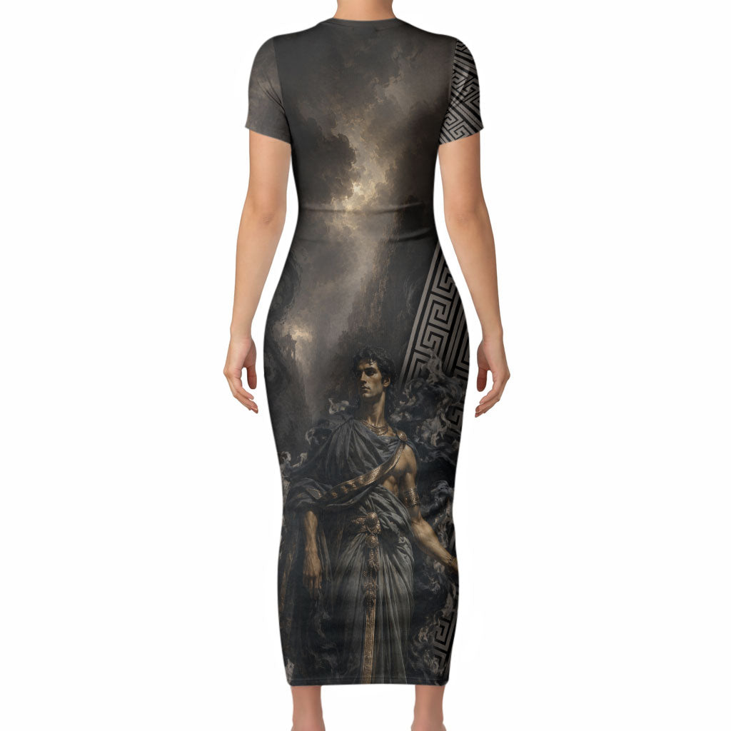 Erebus Greek Mythology Short Sleeve Bodycon Dress Ancient Greek God Of Darkness Fantasy Art