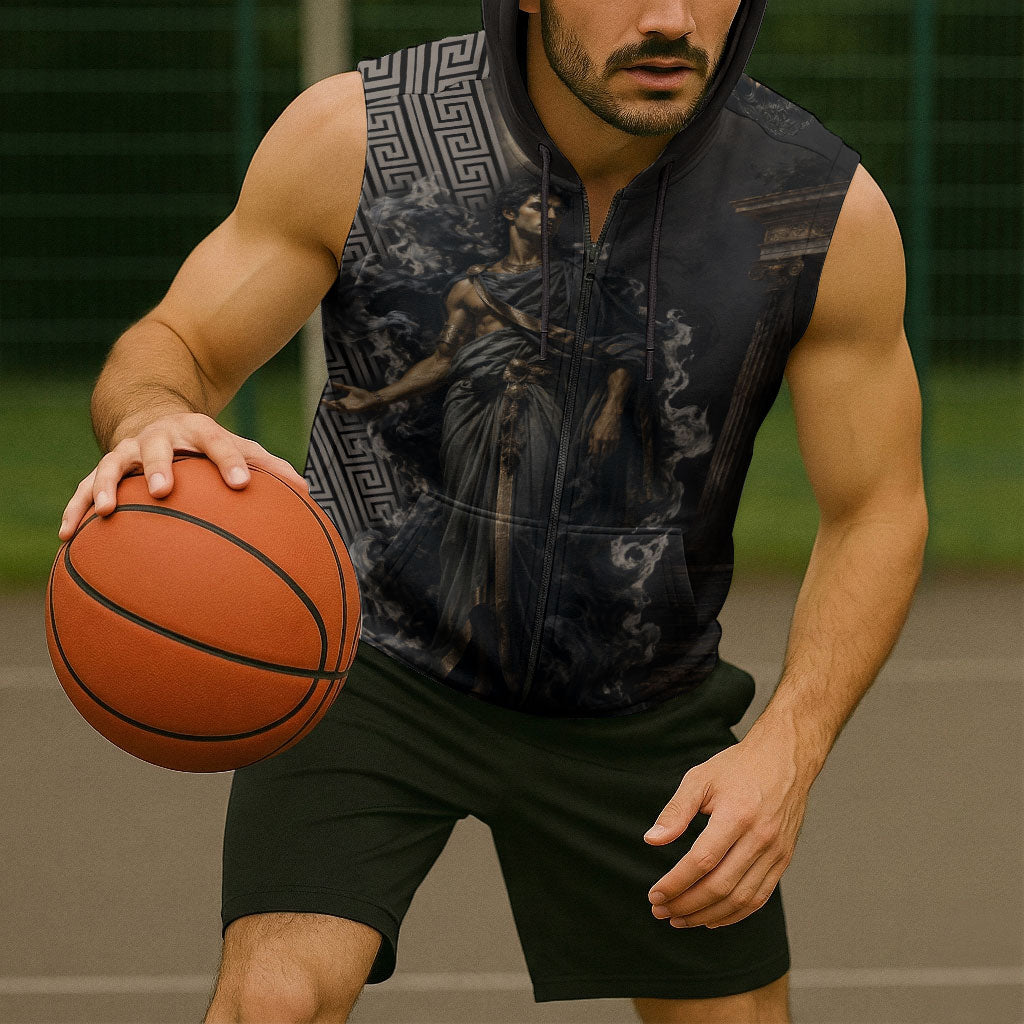 Erebus Greek Mythology Sleeveless Zip Hoodie Ancient Greek God Of Darkness Fantasy Art