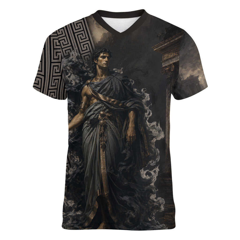 Erebus Greek Mythology Women V-Neck T-Shirt Ancient Greek God Of Darkness Fantasy Art
