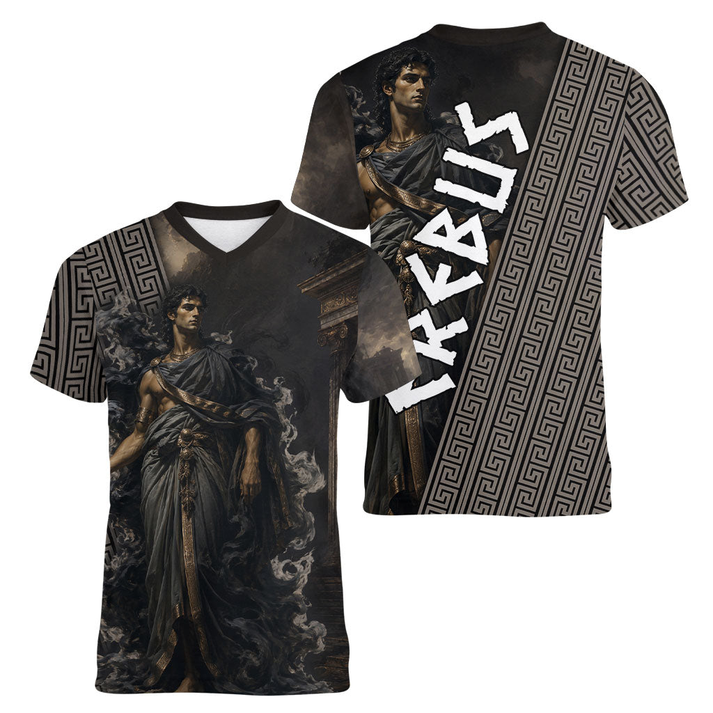 Erebus Greek Mythology Women V-Neck T-Shirt Ancient Greek God Of Darkness Fantasy Art