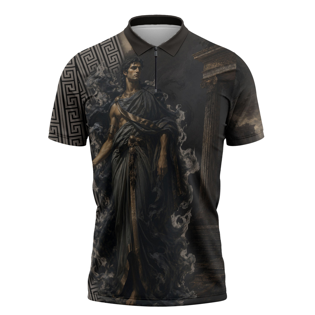 Erebus Greek Mythology Zipper Polo Shirt Ancient Greek God Of Darkness Fantasy Art