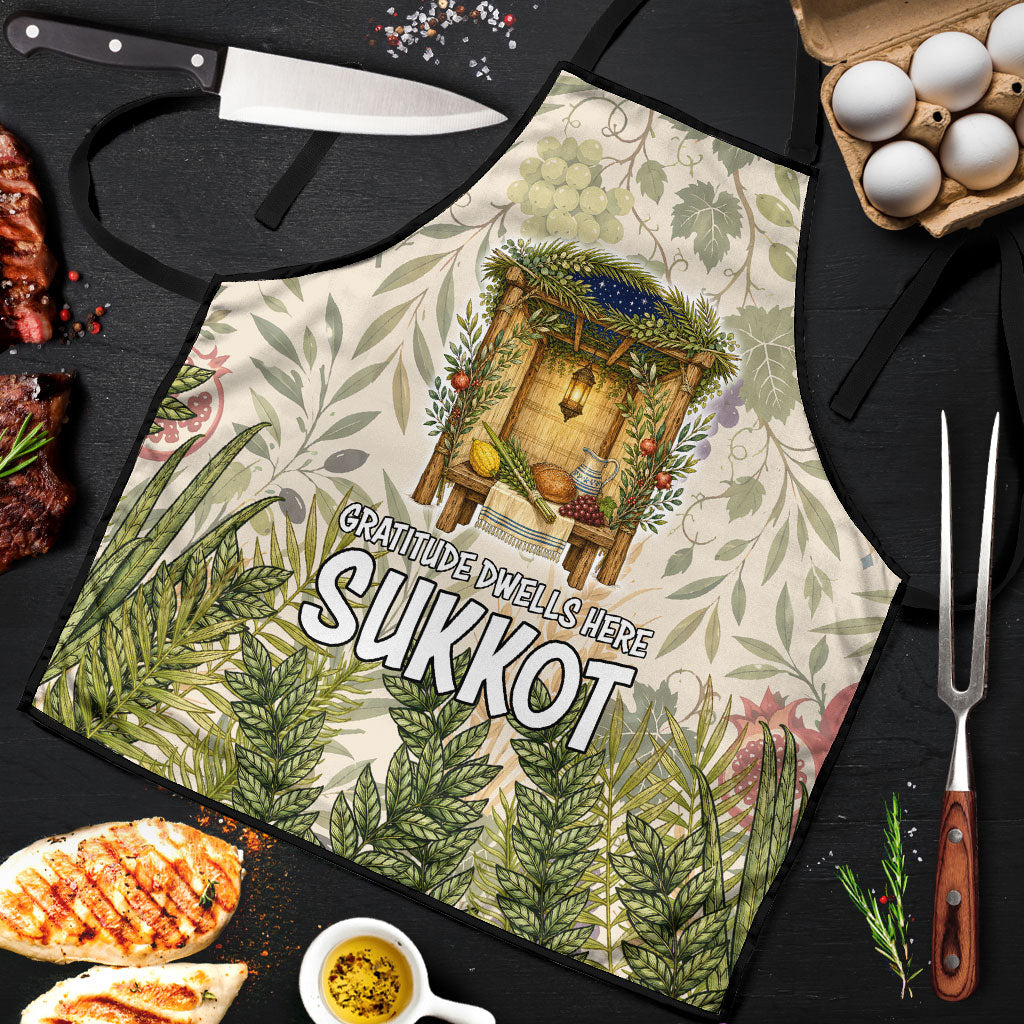 Sukkot Apron Jewish Holiday Gratitude Dwells Here - Vintage Botanical Sukkah