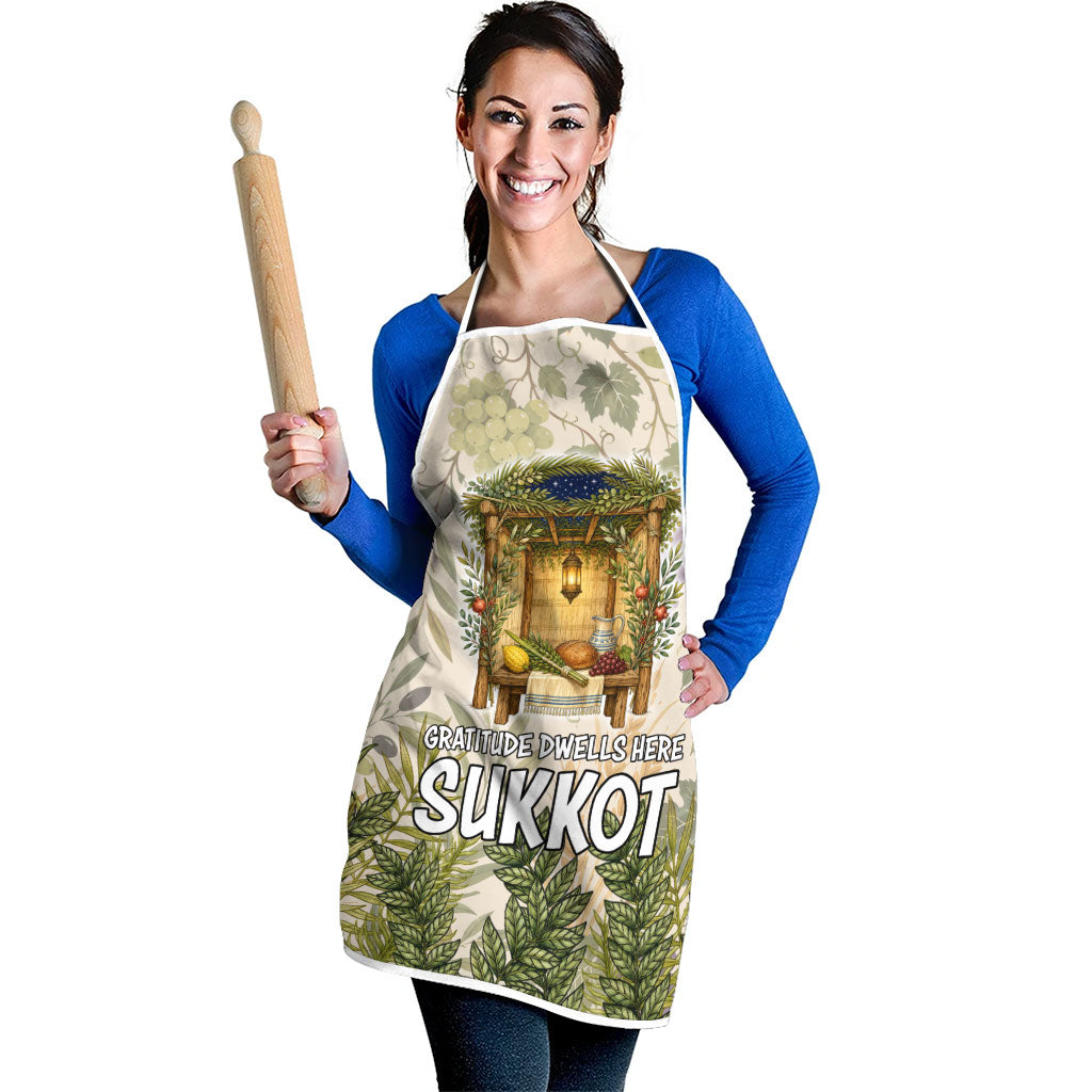 Sukkot Apron Jewish Holiday Gratitude Dwells Here - Vintage Botanical Sukkah