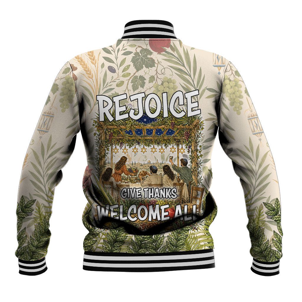 Sukkot Baseball Jacket Jewish Holiday Gratitude Dwells Here - Vintage Botanical Sukkah