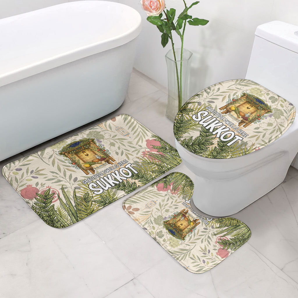 Sukkot Bathroom Set Jewish Holiday Gratitude Dwells Here - Vintage Botanical Sukkah