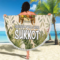 Sukkot Beach Blanket Jewish Holiday Gratitude Dwells Here - Vintage Botanical Sukkah
