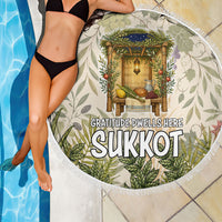 Sukkot Beach Blanket Jewish Holiday Gratitude Dwells Here - Vintage Botanical Sukkah