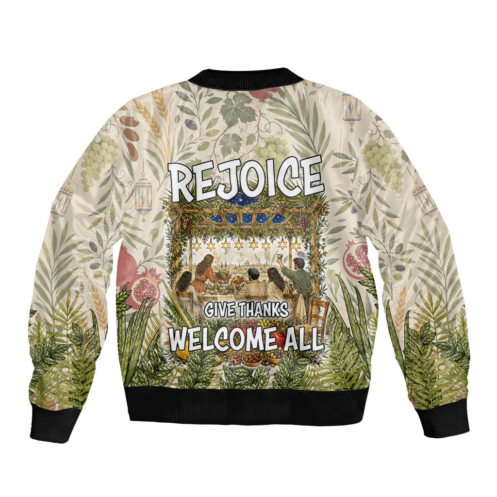 Sukkot Bomber Jacket Jewish Holiday Gratitude Dwells Here - Vintage Botanical Sukkah