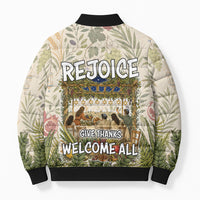 Sukkot Bomber Puffer Jacket Jewish Holiday Gratitude Dwells Here - Vintage Botanical Sukkah