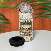 Sukkot 4 in 1 Can Cooler Tumbler Jewish Holiday Gratitude Dwells Here - Vintage Botanical Sukkah
