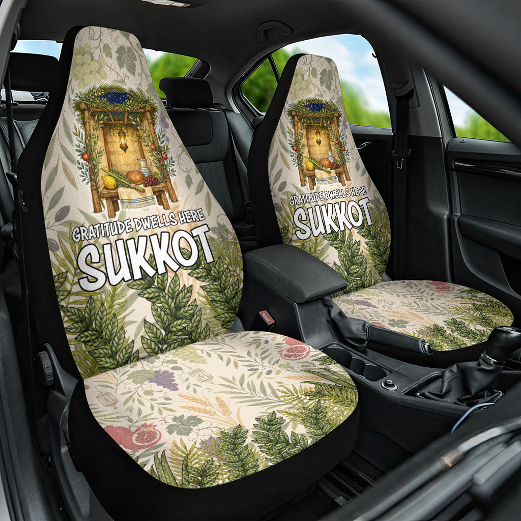 Sukkot Car Seat Cover Jewish Holiday Gratitude Dwells Here - Vintage Botanical Sukkah