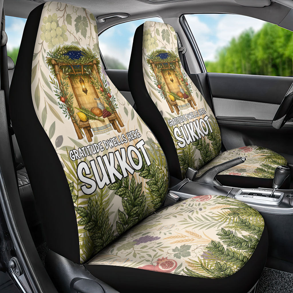 Sukkot Car Seat Cover Jewish Holiday Gratitude Dwells Here - Vintage Botanical Sukkah
