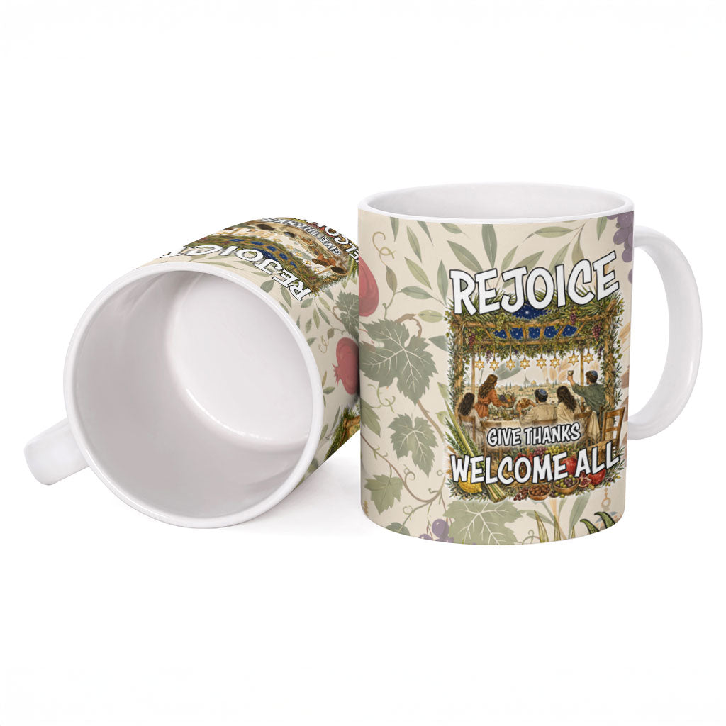 Sukkot Ceramic Mug Jewish Holiday Gratitude Dwells Here - Vintage Botanical Sukkah