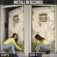 Sukkot Door Cover Jewish Holiday Gratitude Dwells Here - Vintage Botanical Sukkah