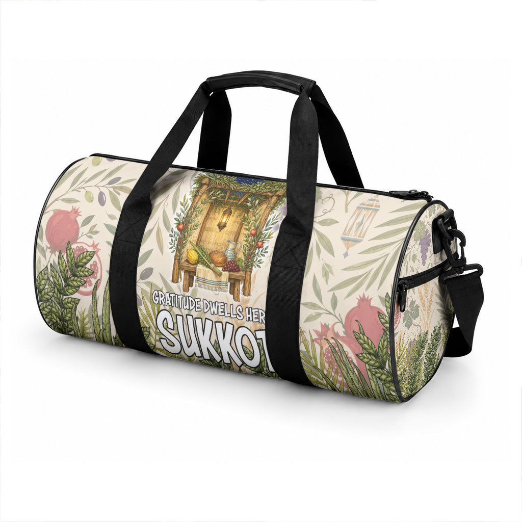 Sukkot Duffle Bag Jewish Holiday Gratitude Dwells Here - Vintage Botanical Sukkah