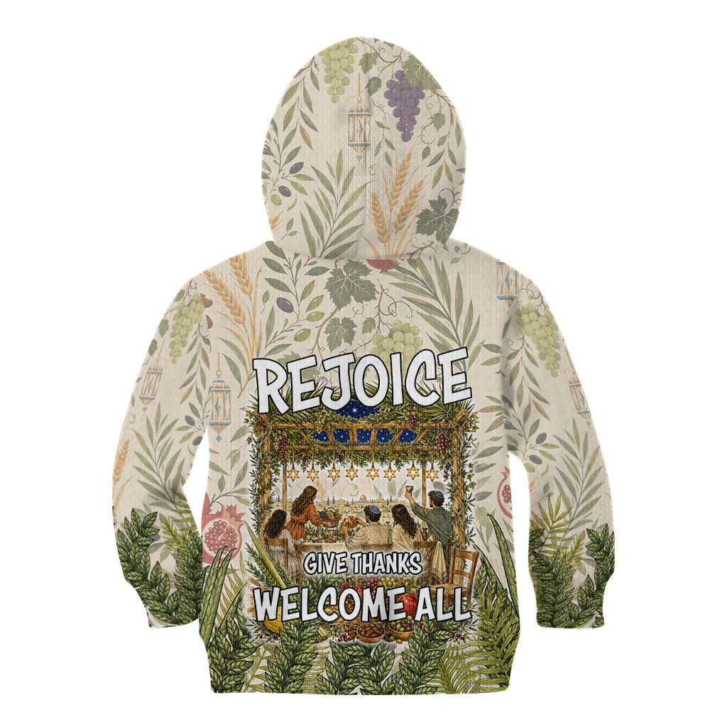 Sukkot Kid Hoodie Jewish Holiday Gratitude Dwells Here - Vintage Botanical Sukkah