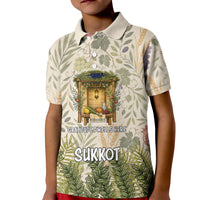 Sukkot Kid Polo Shirt Jewish Holiday Gratitude Dwells Here - Vintage Botanical Sukkah