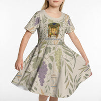 Sukkot Kid Short Sleeve Dress Jewish Holiday Gratitude Dwells Here - Vintage Botanical Sukkah