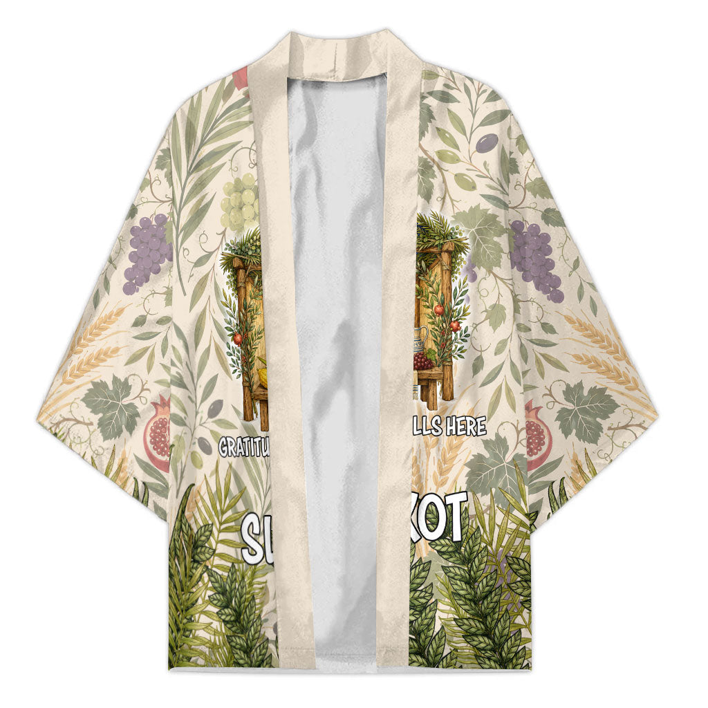 Sukkot Kimono Jewish Holiday Gratitude Dwells Here - Vintage Botanical Sukkah