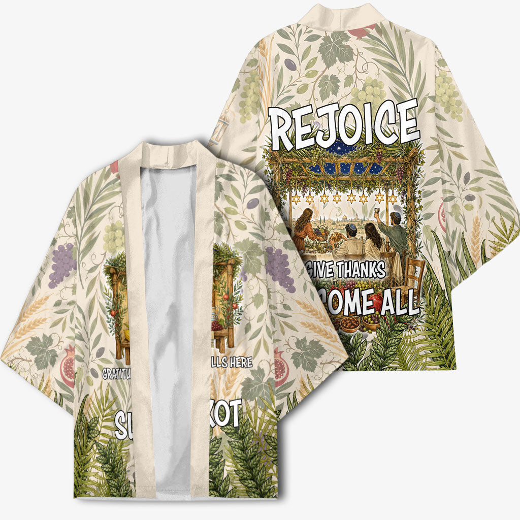 Sukkot Kimono Jewish Holiday Gratitude Dwells Here - Vintage Botanical Sukkah