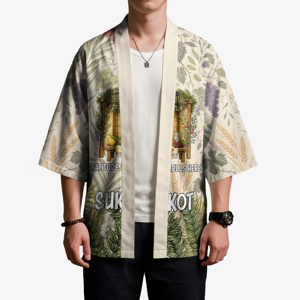 Sukkot Kimono Jewish Holiday Gratitude Dwells Here - Vintage Botanical Sukkah