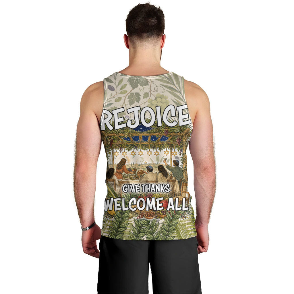 Sukkot Men Tank Top Jewish Holiday Gratitude Dwells Here - Vintage Botanical Sukkah