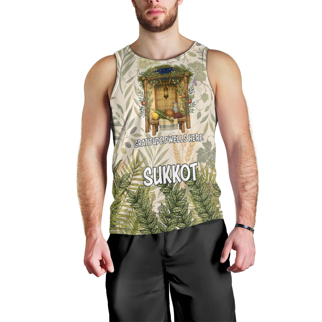 Sukkot Men Tank Top Jewish Holiday Gratitude Dwells Here - Vintage Botanical Sukkah