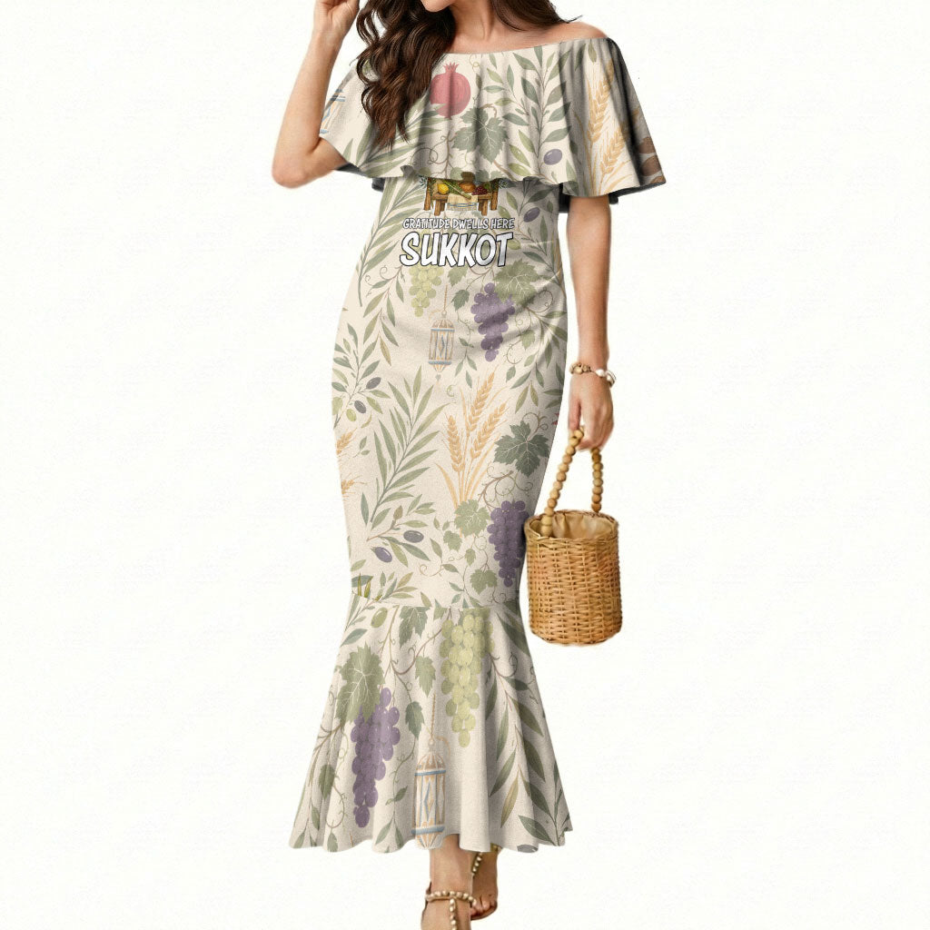 Sukkot Mermaid Dress Jewish Holiday Gratitude Dwells Here - Vintage Botanical Sukkah
