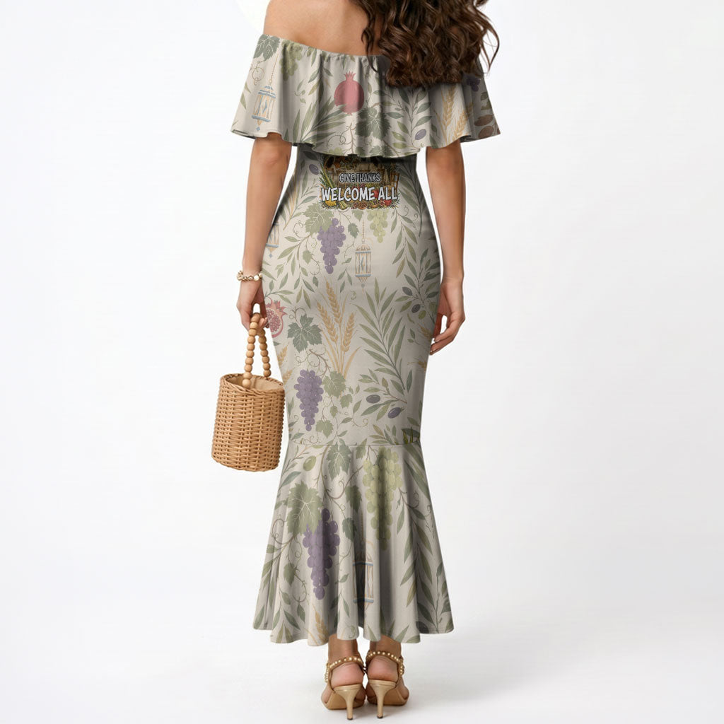 Sukkot Mermaid Dress Jewish Holiday Gratitude Dwells Here - Vintage Botanical Sukkah