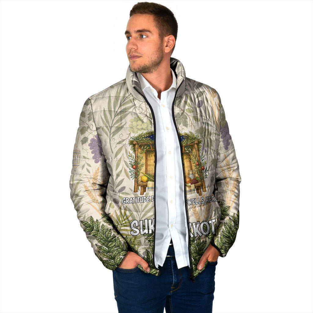 Sukkot Padded Jacket Jewish Holiday Gratitude Dwells Here - Vintage Botanical Sukkah