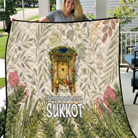 Sukkot Quilt Jewish Holiday Gratitude Dwells Here - Vintage Botanical Sukkah