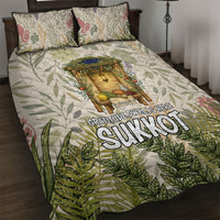 Sukkot Quilt Bed Set Jewish Holiday Gratitude Dwells Here - Vintage Botanical Sukkah