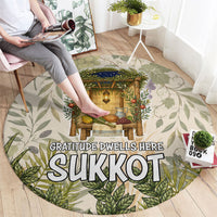 Sukkot Round Carpet Jewish Holiday Gratitude Dwells Here - Vintage Botanical Sukkah