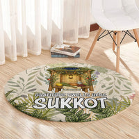 Sukkot Round Carpet Jewish Holiday Gratitude Dwells Here - Vintage Botanical Sukkah
