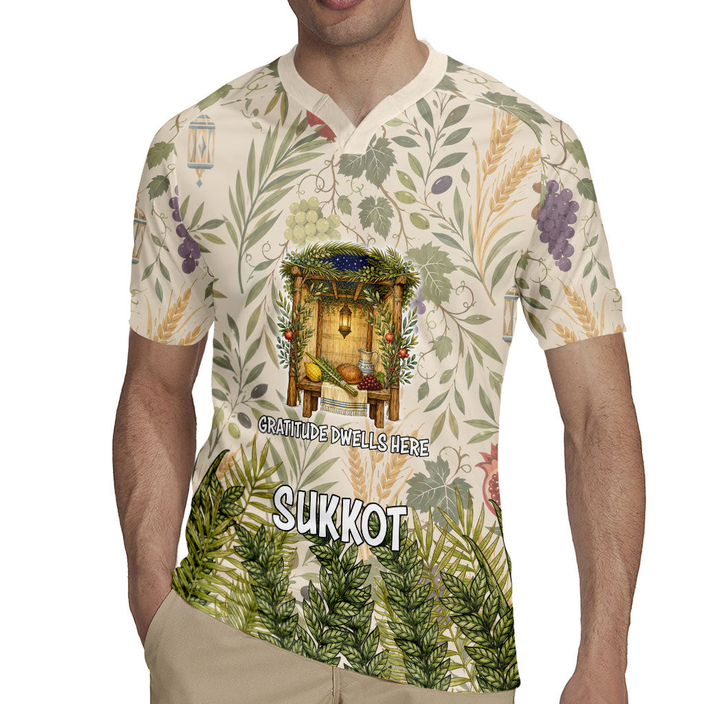 Sukkot Rugby Jersey Jewish Holiday Gratitude Dwells Here - Vintage Botanical Sukkah