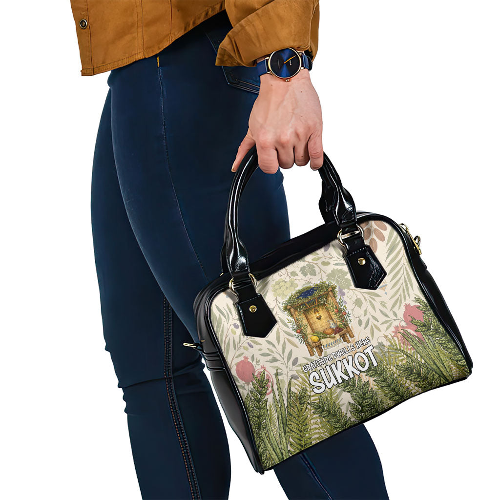 Sukkot Shoulder Handbag Jewish Holiday Gratitude Dwells Here - Vintage Botanical Sukkah
