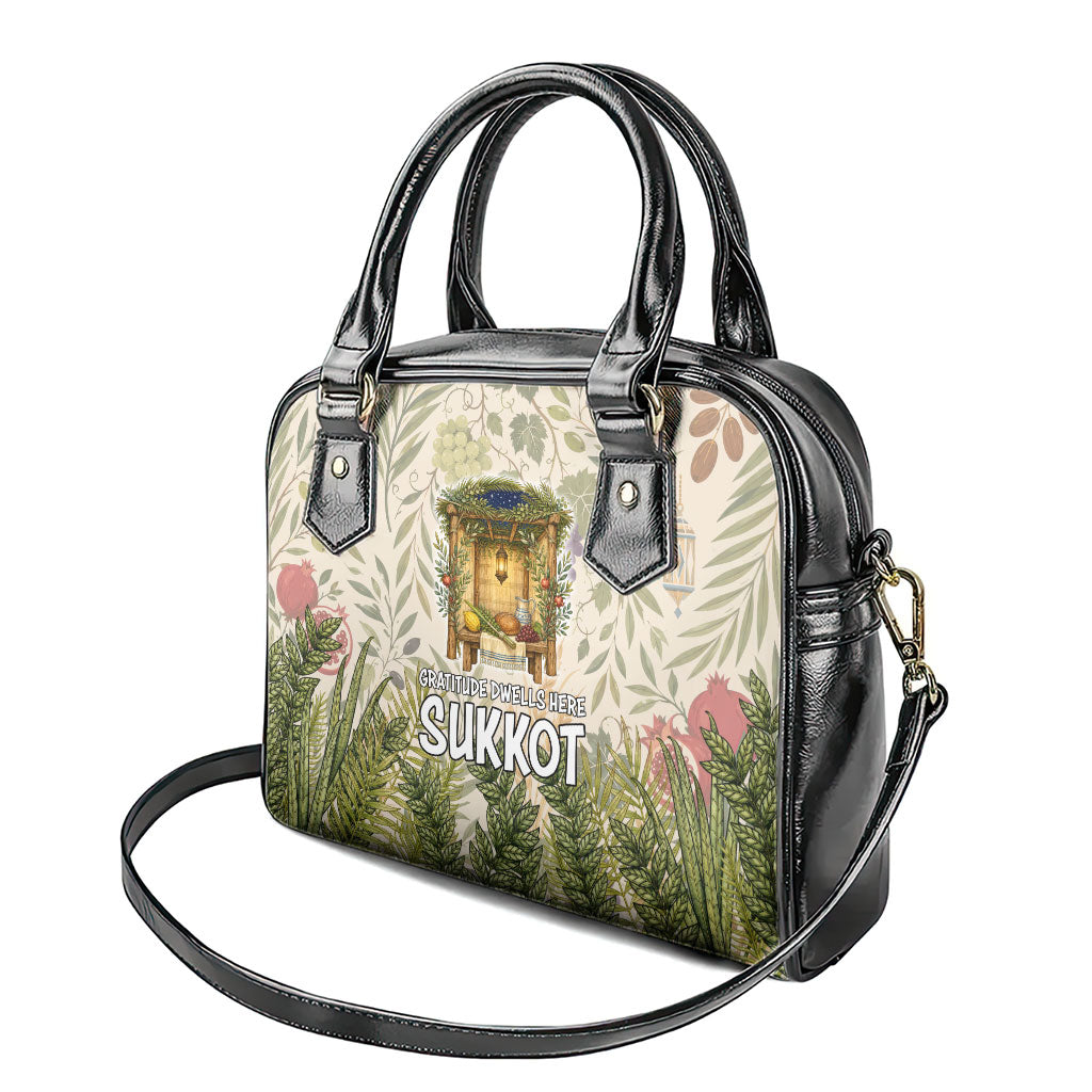 Sukkot Shoulder Handbag Jewish Holiday Gratitude Dwells Here - Vintage Botanical Sukkah