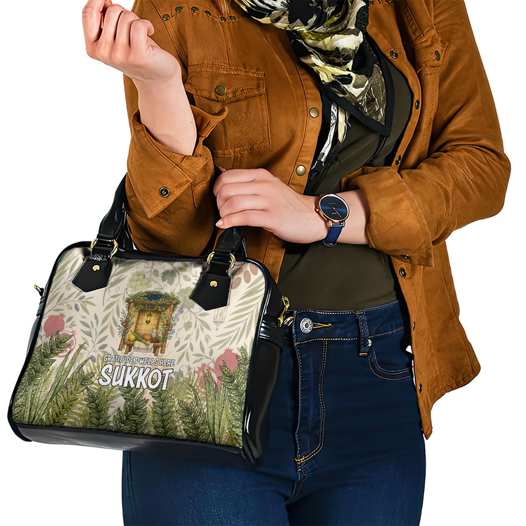Sukkot Shoulder Handbag Jewish Holiday Gratitude Dwells Here - Vintage Botanical Sukkah