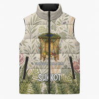 Sukkot Sleeveless Puffer Jacket Jewish Holiday Gratitude Dwells Here - Vintage Botanical Sukkah