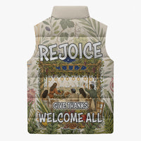 Sukkot Sleeveless Puffer Jacket Jewish Holiday Gratitude Dwells Here - Vintage Botanical Sukkah