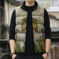 Sukkot Sleeveless Puffer Jacket Jewish Holiday Gratitude Dwells Here - Vintage Botanical Sukkah