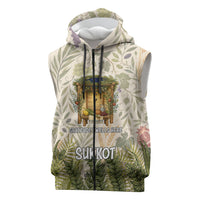 Sukkot Sleeveless Zip Hoodie Jewish Holiday Gratitude Dwells Here - Vintage Botanical Sukkah