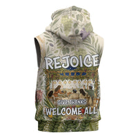 Sukkot Sleeveless Zip Hoodie Jewish Holiday Gratitude Dwells Here - Vintage Botanical Sukkah