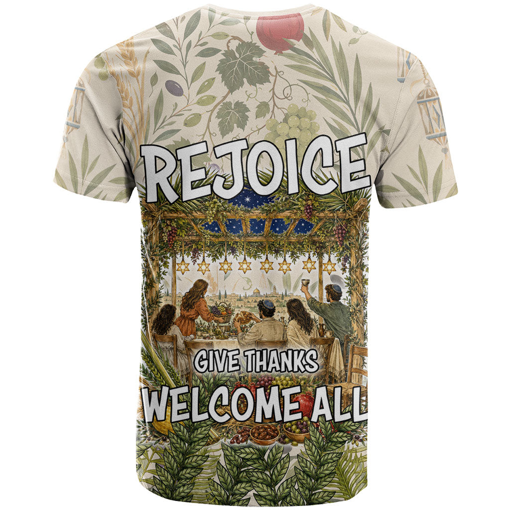 Sukkot T Shirt Jewish Holiday Gratitude Dwells Here - Vintage Botanical Sukkah