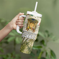 Sukkot Tumbler With Handle Jewish Holiday Gratitude Dwells Here - Vintage Botanical Sukkah