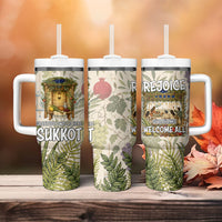 Sukkot Tumbler With Handle Jewish Holiday Gratitude Dwells Here - Vintage Botanical Sukkah