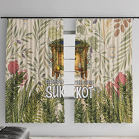 Sukkot Window Curtain Jewish Holiday Gratitude Dwells Here - Vintage Botanical Sukkah