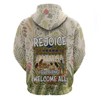 Sukkot Zip Hoodie Jewish Holiday Gratitude Dwells Here - Vintage Botanical Sukkah