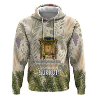 Sukkot Zip Hoodie Jewish Holiday Gratitude Dwells Here - Vintage Botanical Sukkah